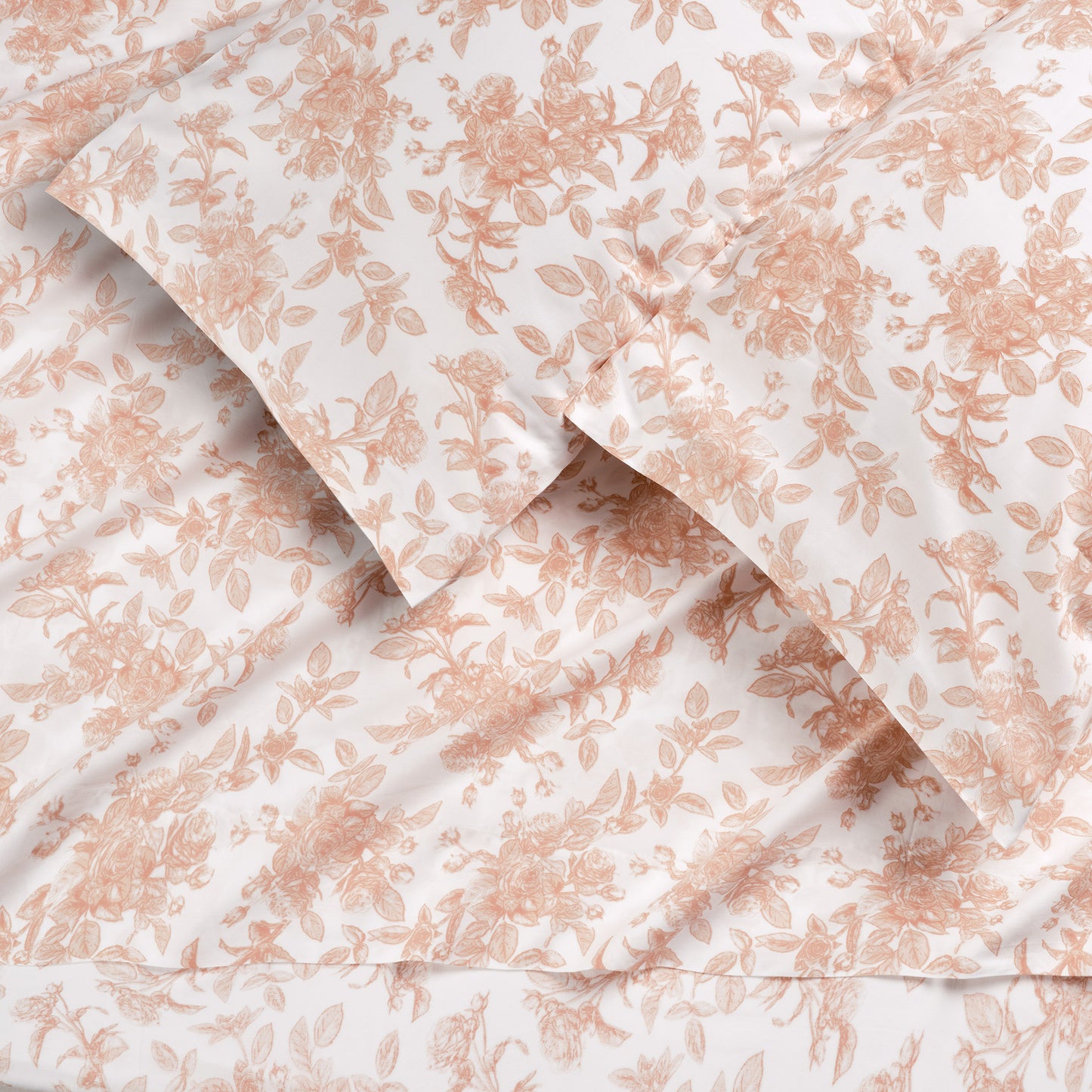 100% Organic Cotton Pink Rose Print Leaves Print Sheet Set
