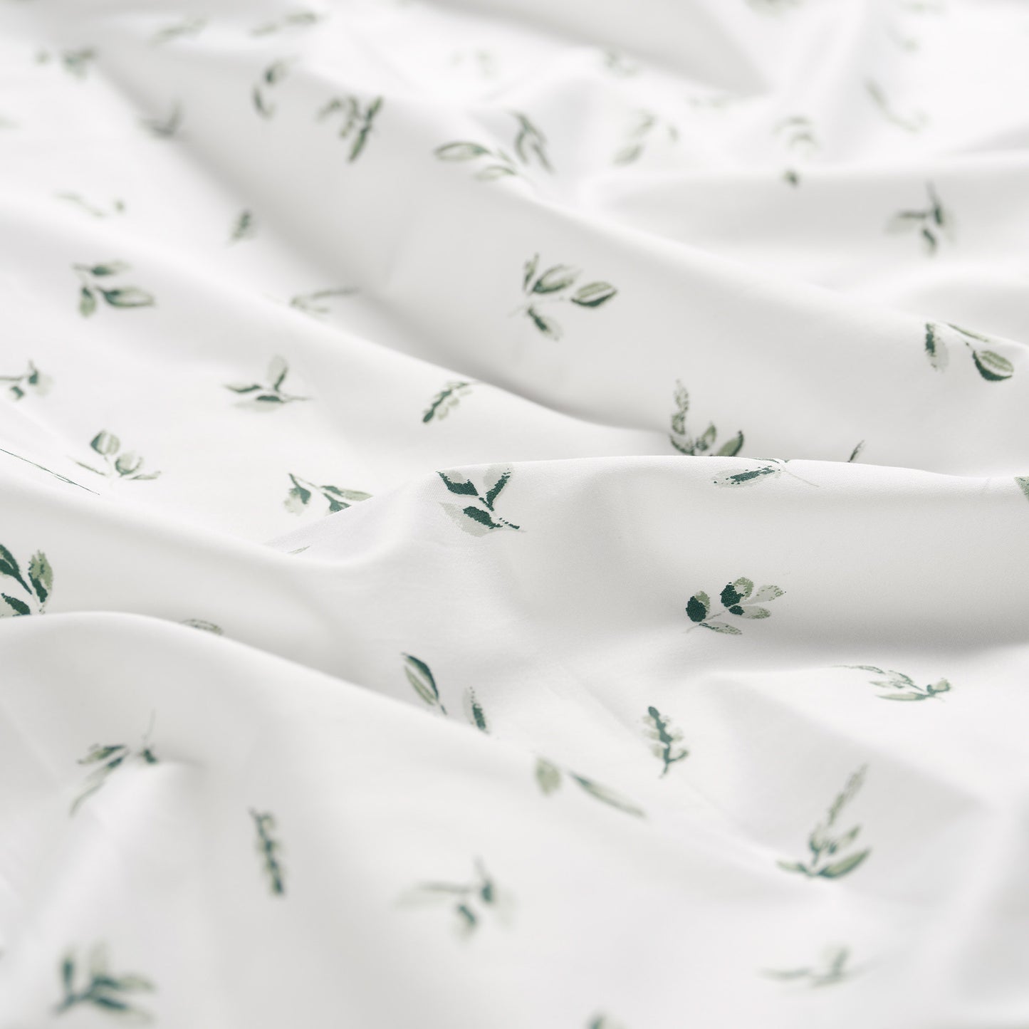 100% Organic Cotton Green Botanical Leaves Print Sheet Set