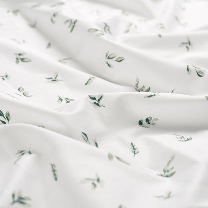 100% Organic Cotton Green Botanical Leaves Print Sheet Set